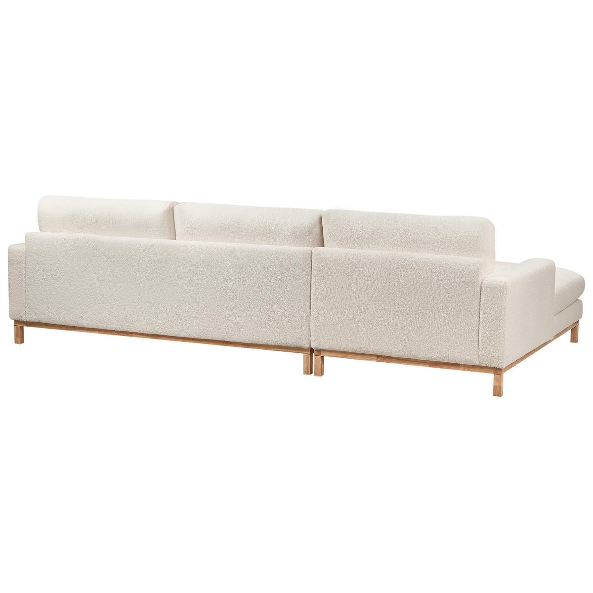 ECKSOFA 4-Sitzer Bouclé Weiß rechtsseitig Siggard - Weiß/Braun, Textil (296/163cm) - Beliani