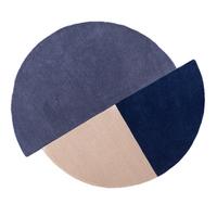 WOLLTEPPICH HALLEIN, geometrisch, Blau-Beige, Ø 150 cm - Blau, Textil (150/150cm) - KADIMA DESIGN