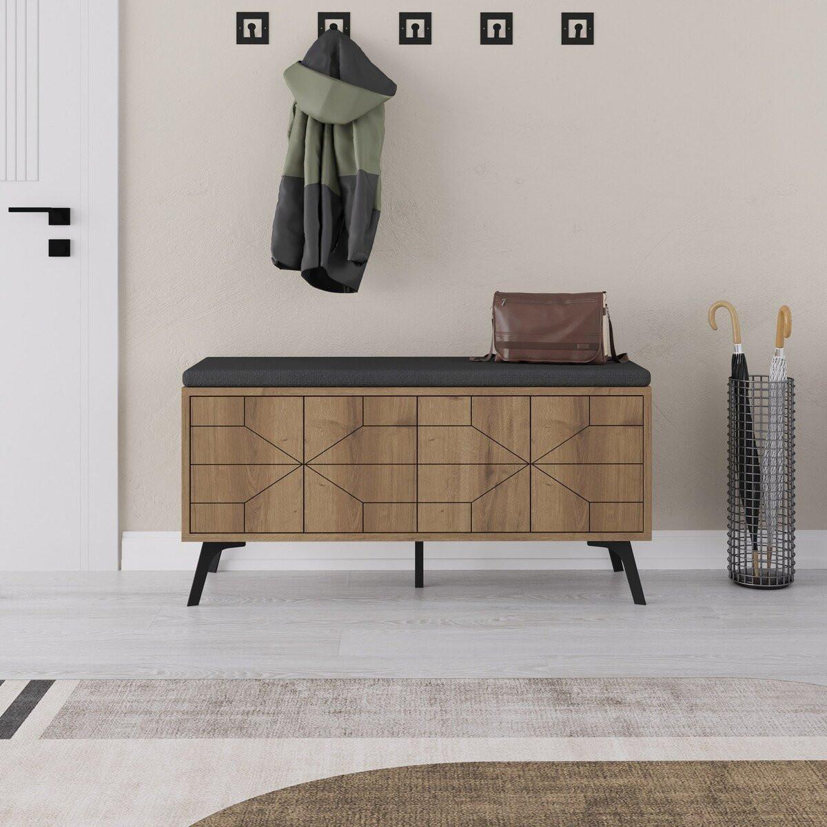 SCHUHSCHRANK 4 Türen - Dune bench - 107/35/55 cm - Apfelbaumfarben, Holzwerkstoff (107/55/35cm) - Calicosy
