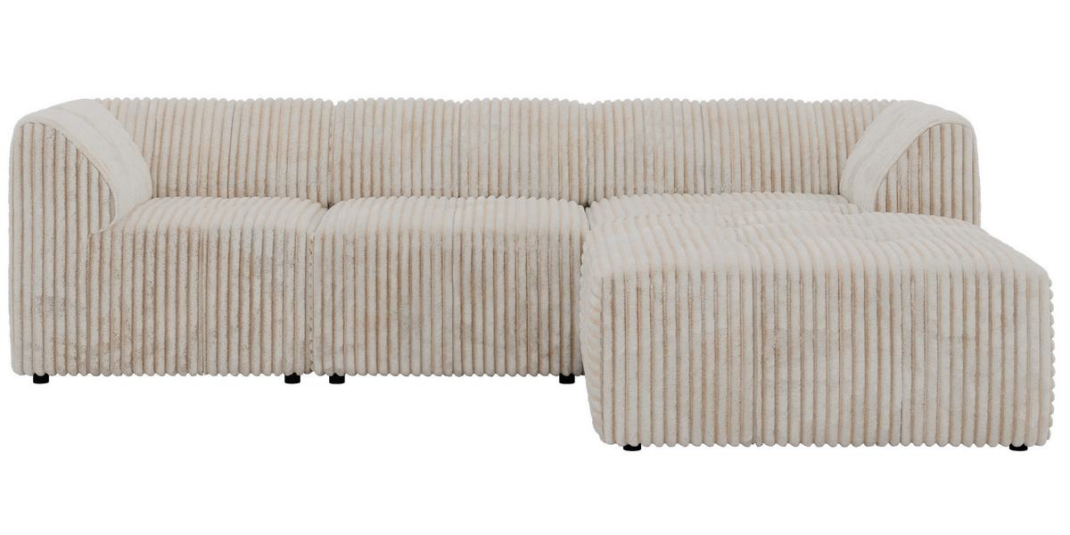 ECKSOFA VORITA L 3M - Beige Cord - Rechts Seite - Beige/Creme, Kunststoff/Textil (176/267cm) - MKS