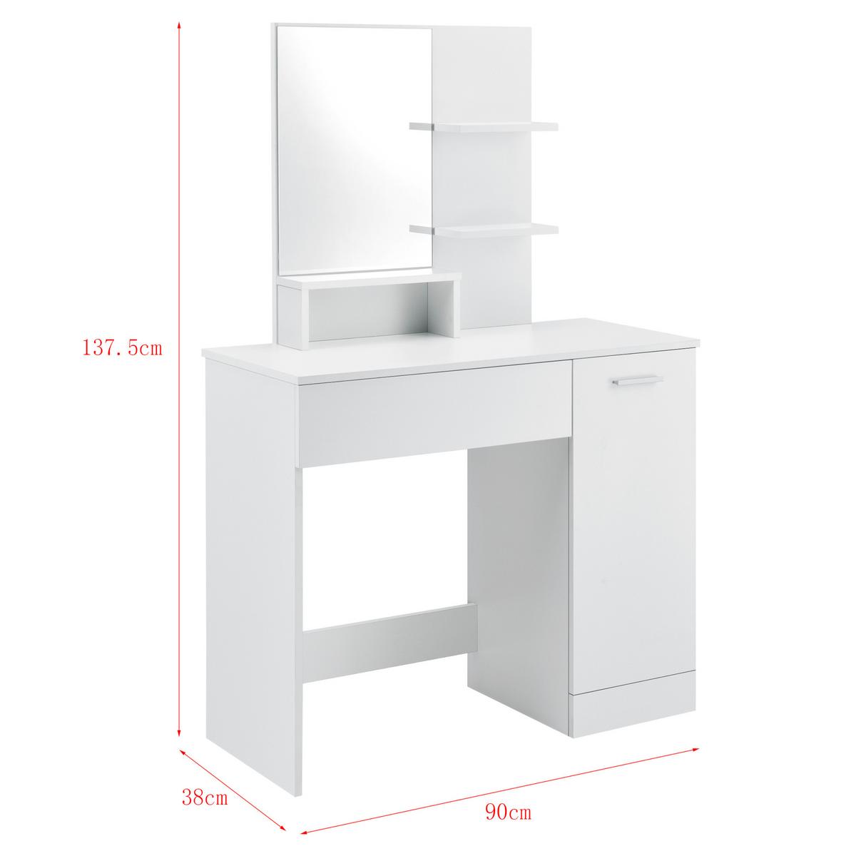 SCHMINKTISCH Krugersdorp - Weiß, Holzwerkstoff (90/138/38cm) - [en.casa]