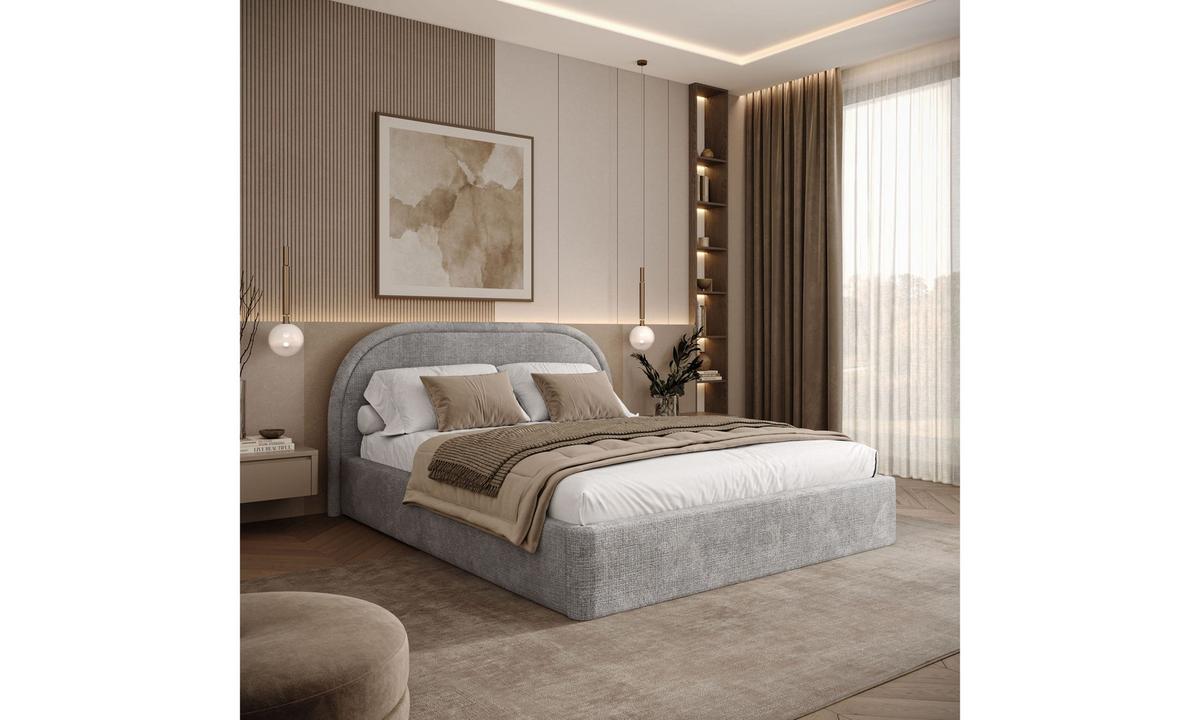 POLSTERBETT OLIVIA 140x200 cm Crem 81 34 Holzlatten - Hellgrau, Textil (140/200cm) - Lookway