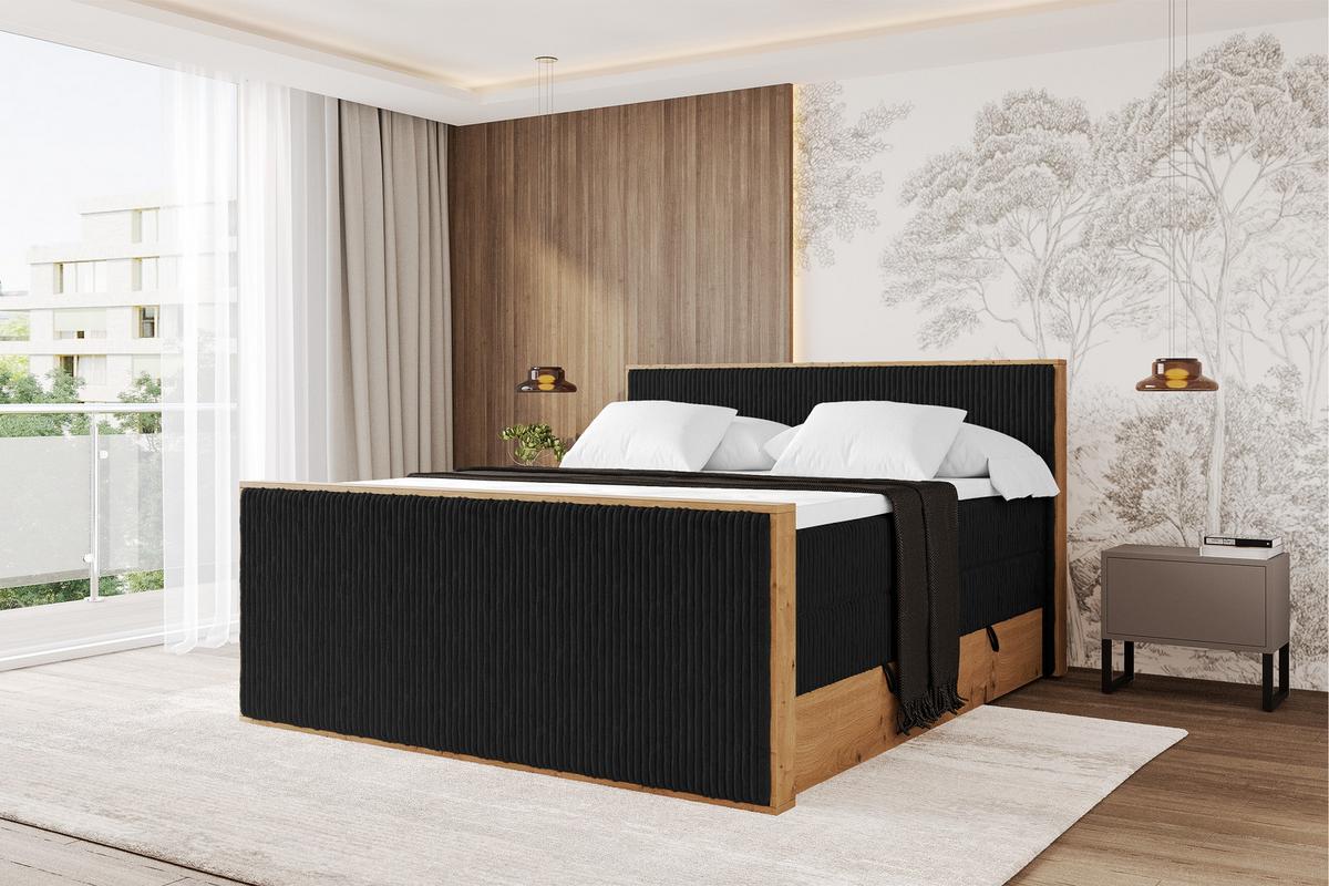 BOXSPRINGBETT LOLLI9 -Z-KING 140x200 - H3/H4 Schwarz - Schwarz, Holzwerkstoff (140/200cm) - ALTDECOR