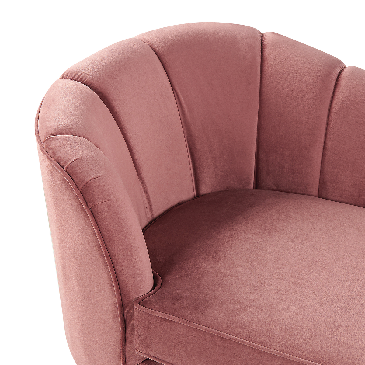 CHAISELONGUE Samtstoff rosa linksseitig Allier - Pink/Goldfarben, Textil (150/75/76cm) - Beliani