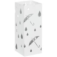 REGENSCHIRMSTÄNDER Schirmständer mit 4 Haken, Wasserauffangschale Stahl Weiß - Weiß, Metall (15.5/40/15.5cm) - HOMCOM