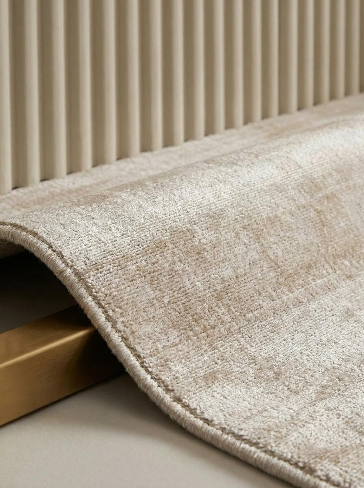 VISKOSETEPPICH handgewebt BARI, einfarbig, Beige-Grau, 160 x 230 cm - Beige, Textil (160/230cm) - KADIMA DESIGN