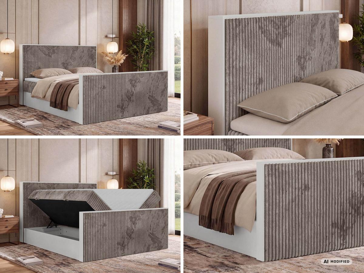 BOXBETT TRAVIT DUO 200/200 - Hellbraun Cord - Topper Visco - H3 - Hellbraun/Schwarz, Kunststoff/Textil (200/200cm) - MKS