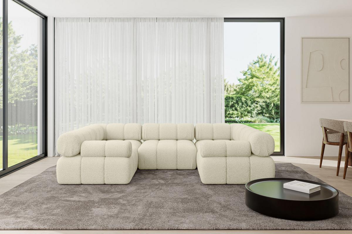 WOHNLANDSCHAFT modulares Sofa Birno-U1 - 285x190x70 cm Beige Bouclé - Beige, Holzwerkstoff/Textil (285/70/190cm) - ALTDECOR