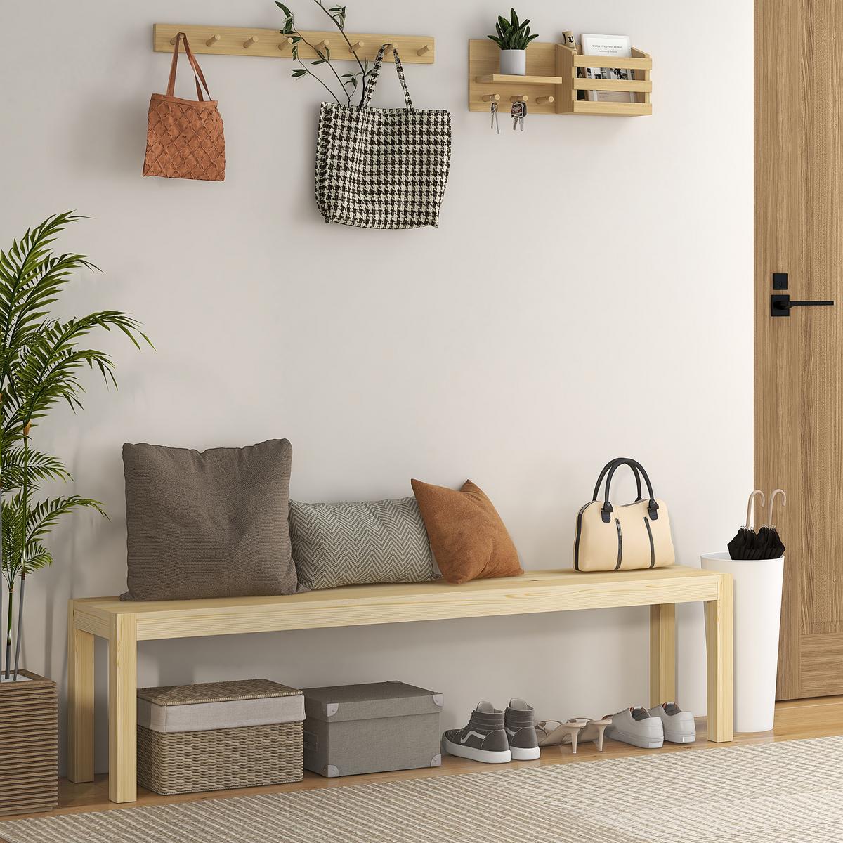 SITZBANK Natur 175 cm - Naturfarben, Holz (175/45/33cm) - HOMCOM