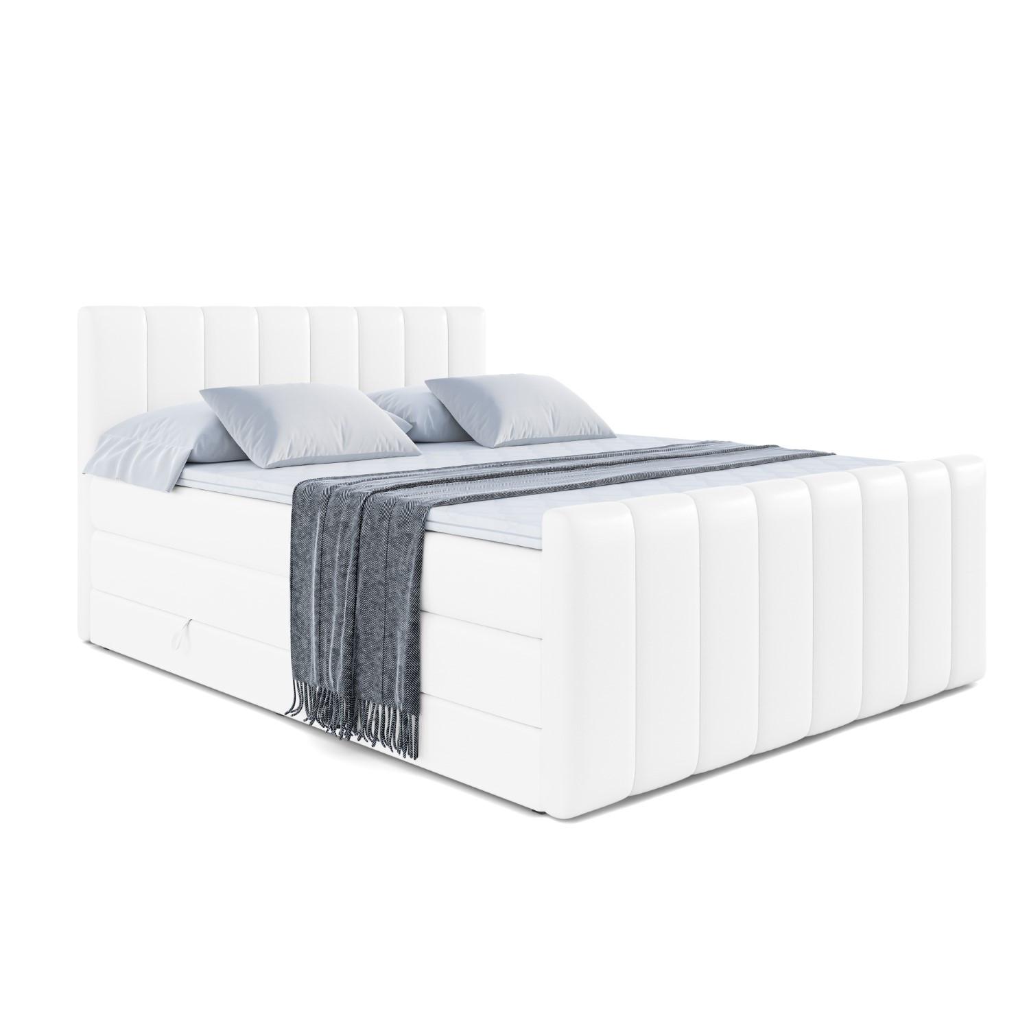BOXSPRINGBETT OTTA-Z KING - 140x200 - H3/H4 - Weiß Hochglanz - Weiß Hochglanz, Holzwerkstoff (140/200cm) - ALTDECOR