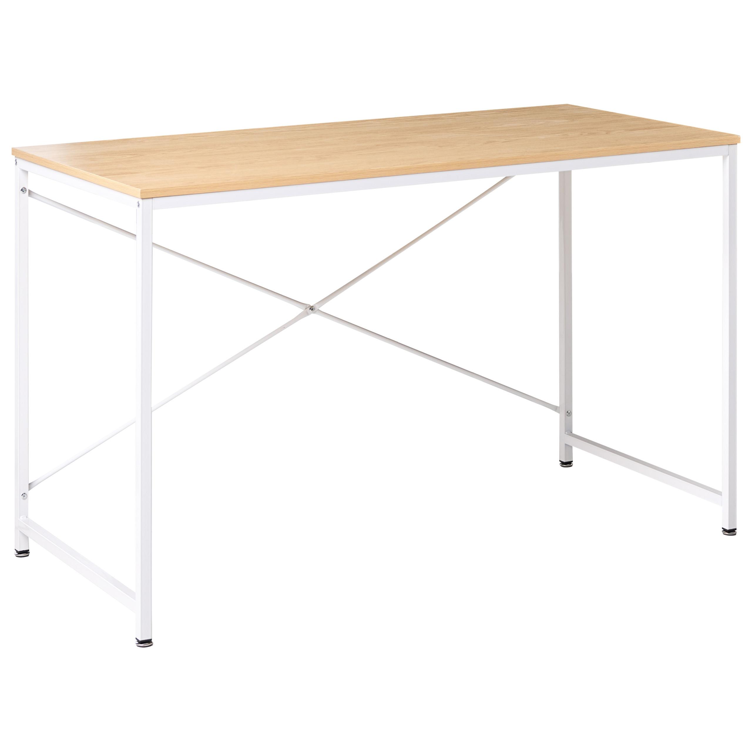 SCHREIBTISCH Hellbraun/Weiß 120/60 cm Andaste - Hellbraun, Metall (60/120/75cm) - Beliani