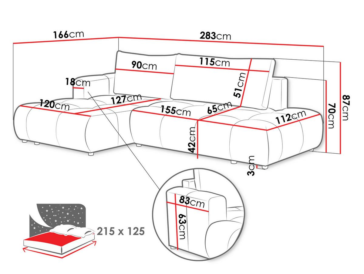 ECKSOFA Soffi, Seite: Links - Hellbraun/Schwarz, Holz/Kunststoff (283/166cm) - MIRJAN24