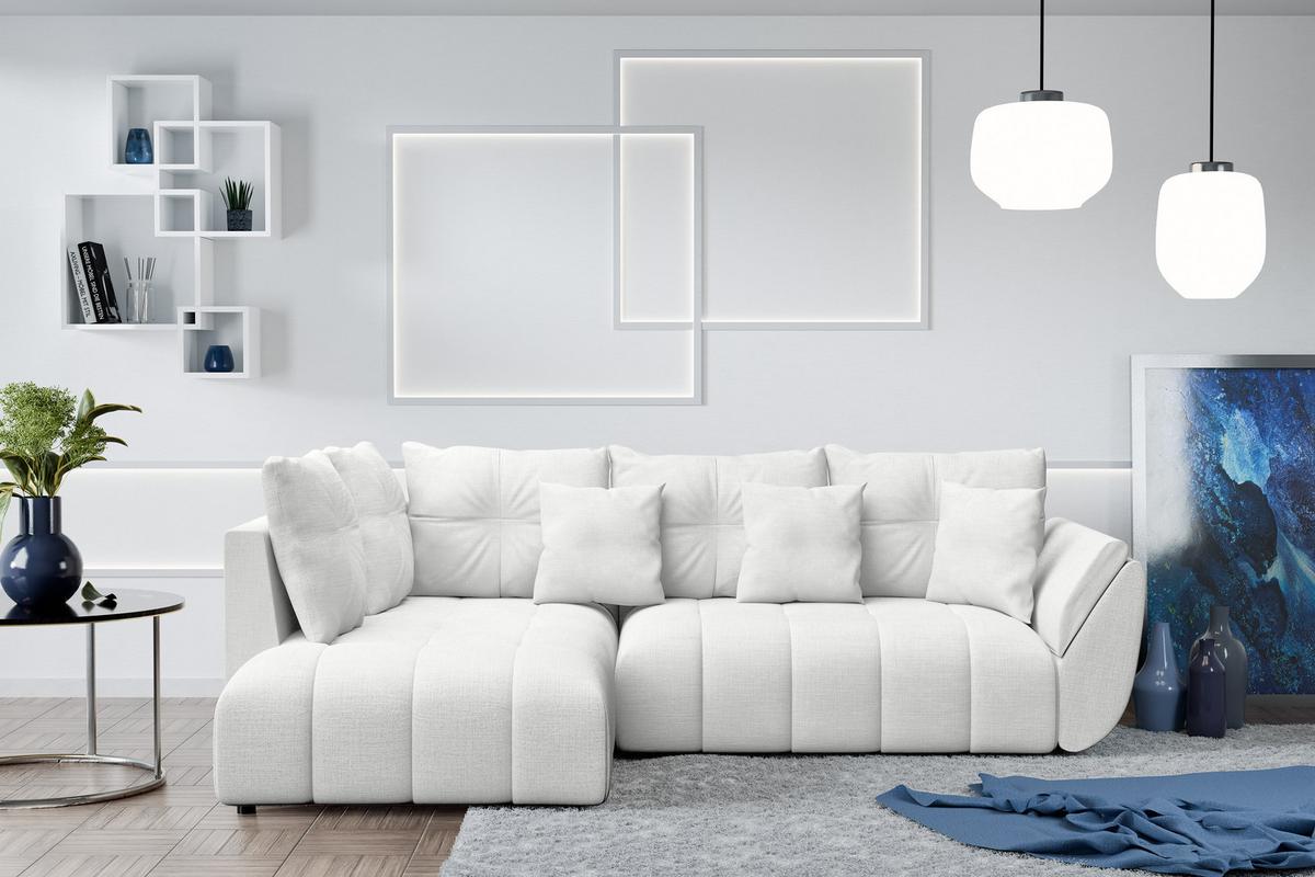 ECKSOFA L Form Corleone Weiß 268/192/96 cm mit Schlaffunktion - Schwarz/Weiß, Kunststoff/Textil (268/192cm) - AX Living