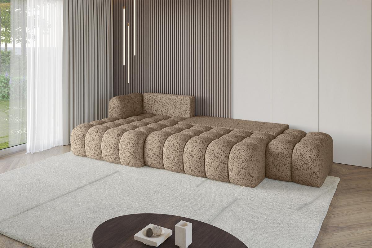 ECKSOFA mit Schlaffunktion Ottomane Links OLEA-L2 321x164x75 Braun Tissu - Alteiche/Schwarz, Holzwerkstoff/Kunststoff (321/164cm) - ALTDECOR