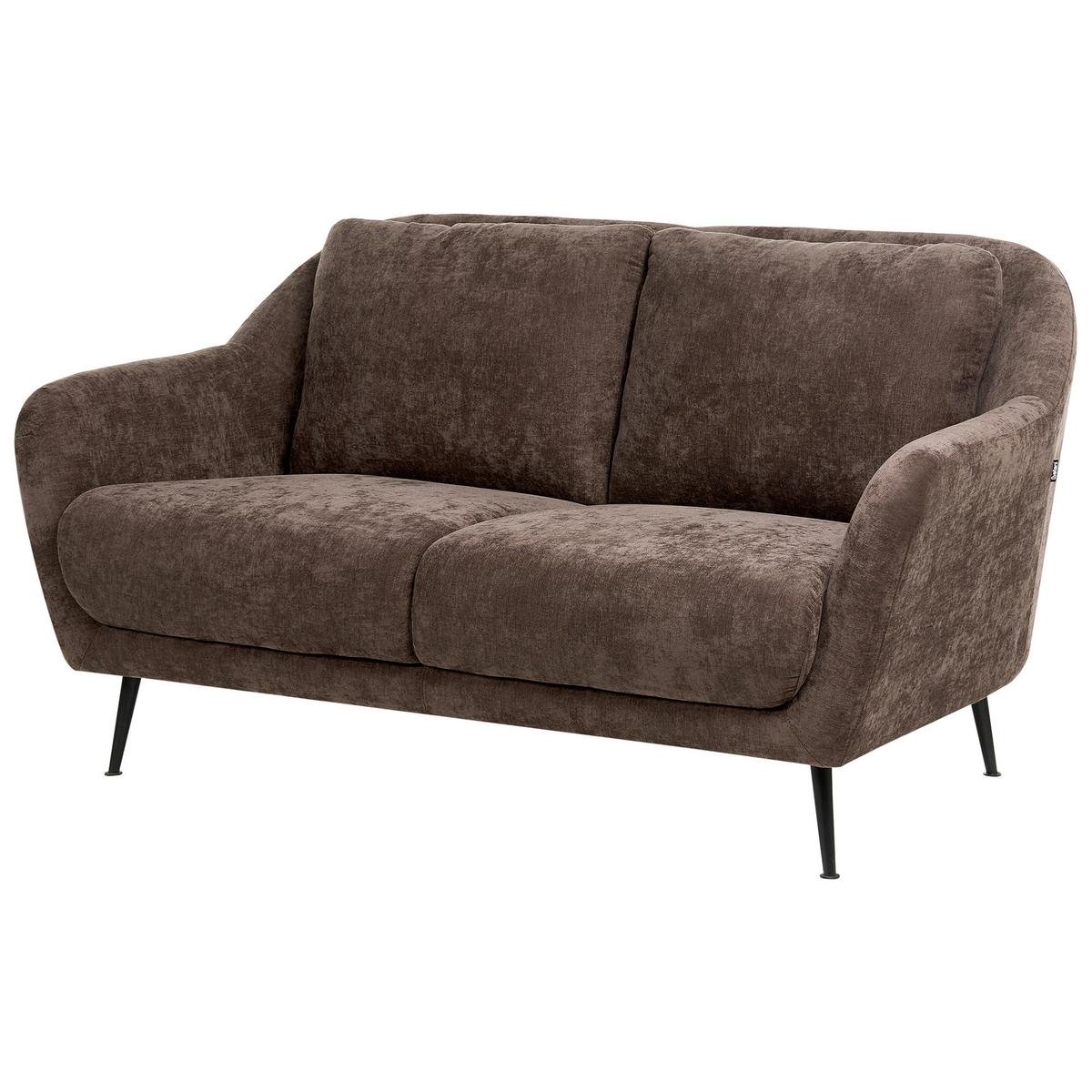 SOFA-SET 3-Sitzer Chenillegewebe Dunkelbraun Eiby - Schwarz/Braun, Textil (148/80/91cm) - Beliani