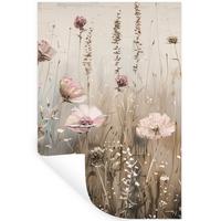 WANDTATTOO Blumen - Rosa - Modern - Beige Wandaufkleber 80x120 cm - Beige, Kunststoff (80/120/0.1cm) - MuchoWow