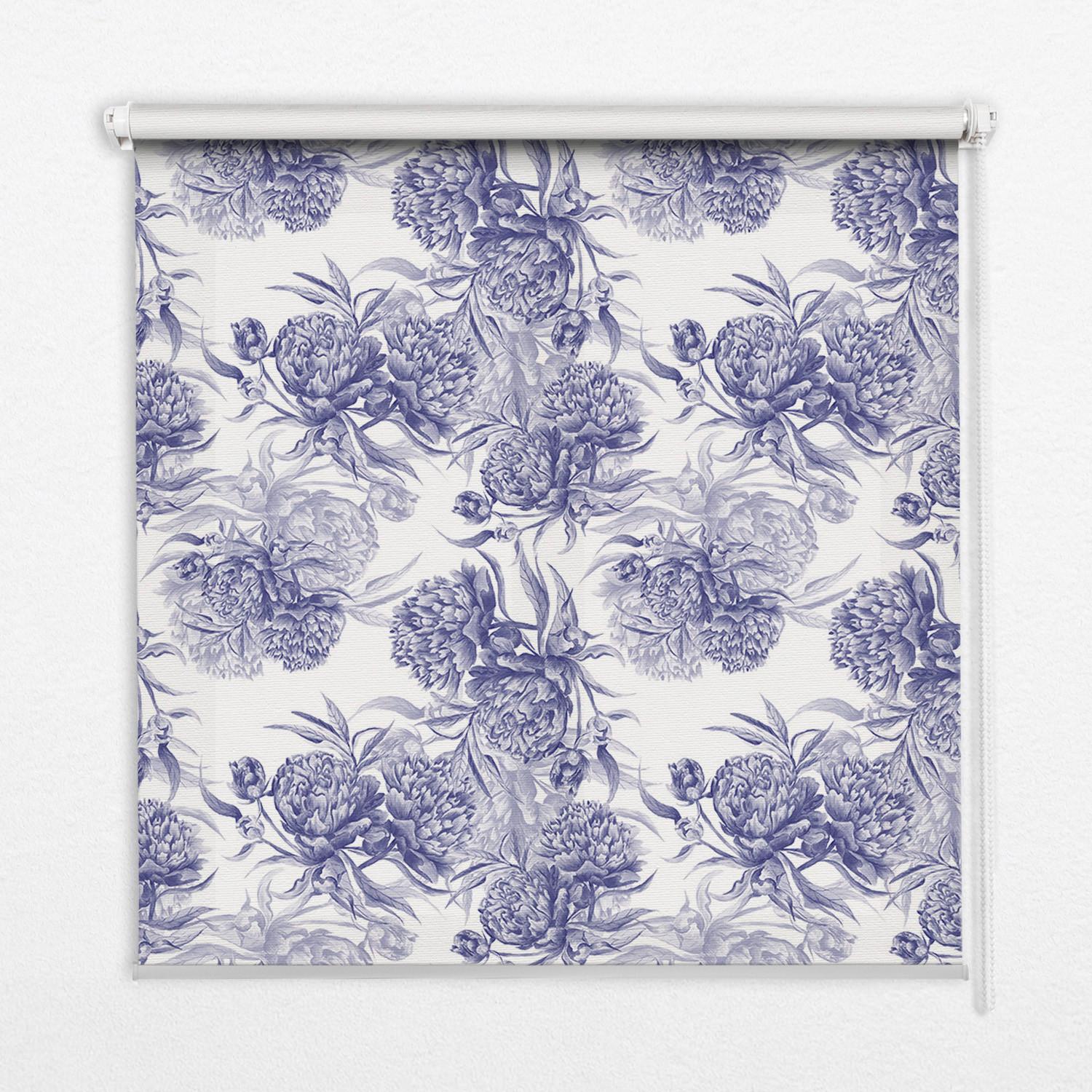 INNENROLLO - Fensterrollo - Rollo - 80x140 cm - Blauer Blumenstrauß - Blau, Kunststoff (80/140/0.5cm) - TULUP