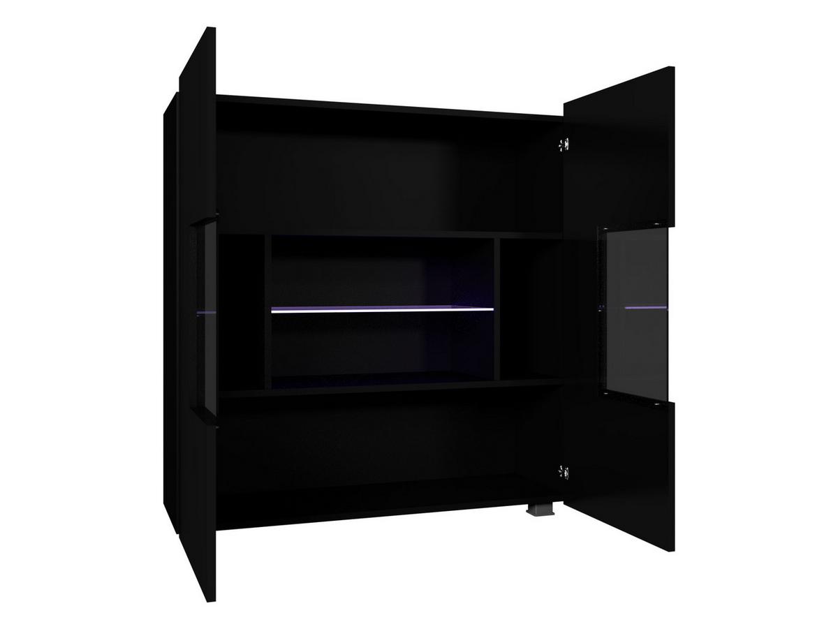 KOMMODE Calabrini 01 mit blauer LED Beleuchtung - Nussbaumfarben, Holzwerkstoff (100/107/35cm) - MIRJAN24