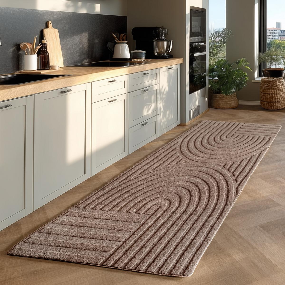 TEPPICH Kurzflor Waschbar LAVAREDO in Beige, im Boho-Stil, 80 x 250 cm - Beige, Textil (250/80cm) - KADIMA DESIGN