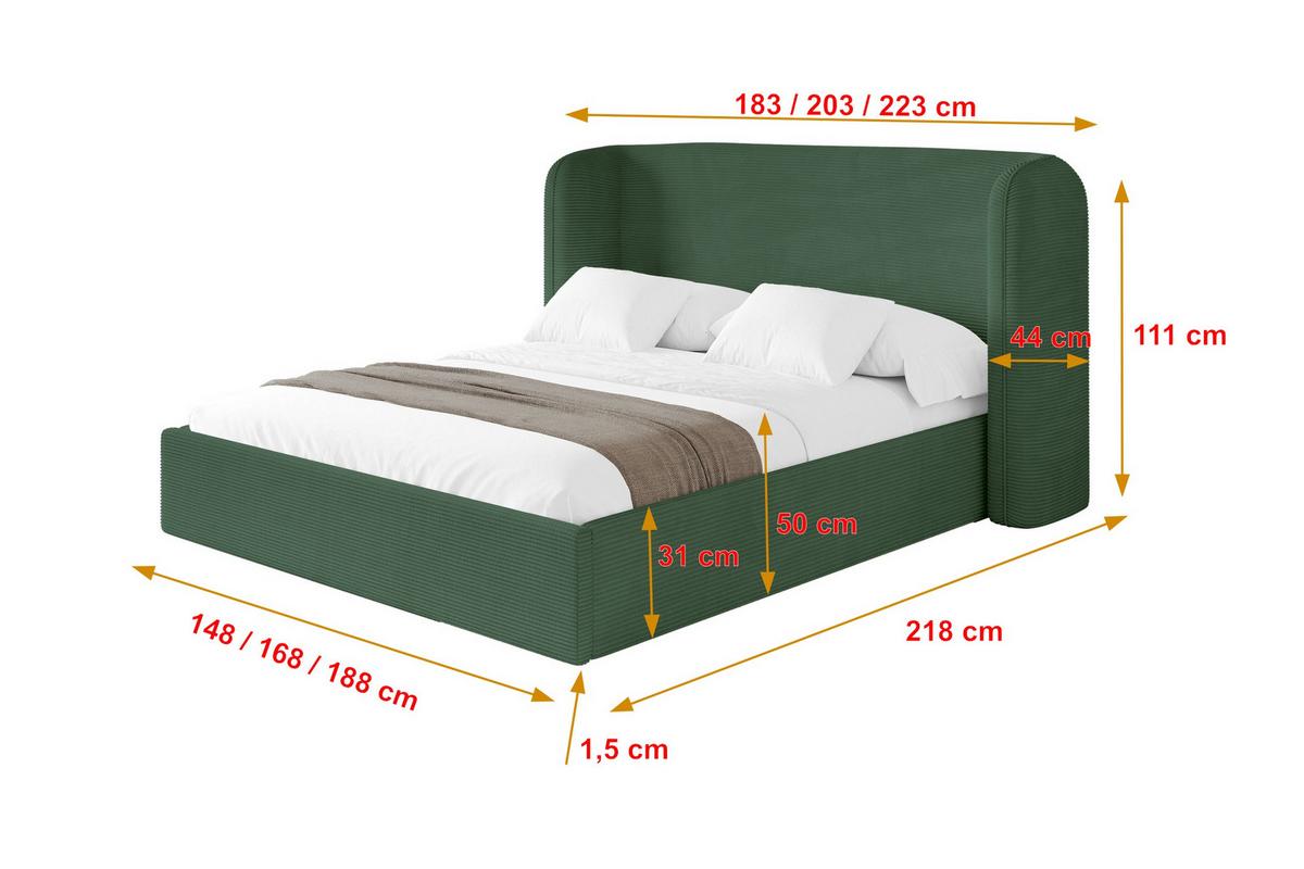POLSTERBETT mit Bettkasten und Lattenrost, Bett mit Matratze H3/H4 - ESTI 140x200 Grün - Olivgrün, Holzwerkstoff/Textil (140/200cm) - ALTDECOR
