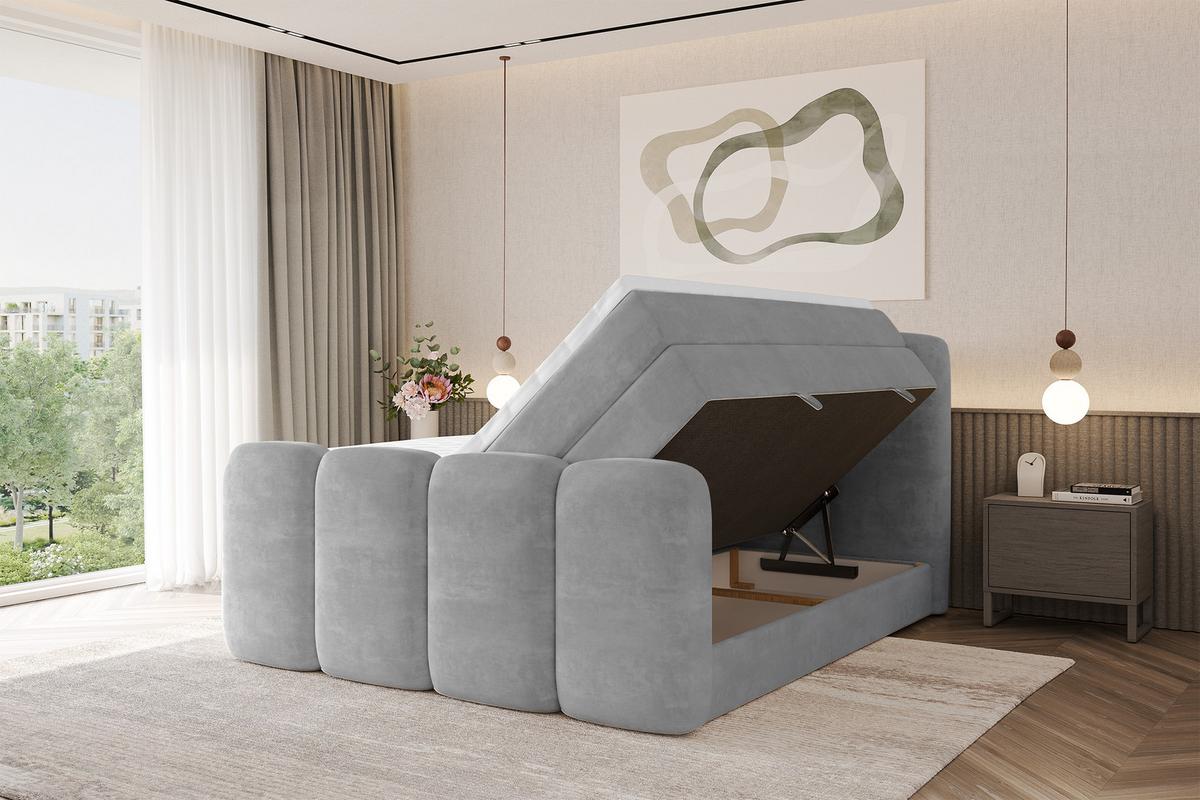 BOXBETT mit Matratze H3|H4 und Lattenrost - NINA-Z KING - 200x200 cm Monolith - Hellgrau - Hellgrau, Holzwerkstoff (200/200cm) - ALTDECOR
