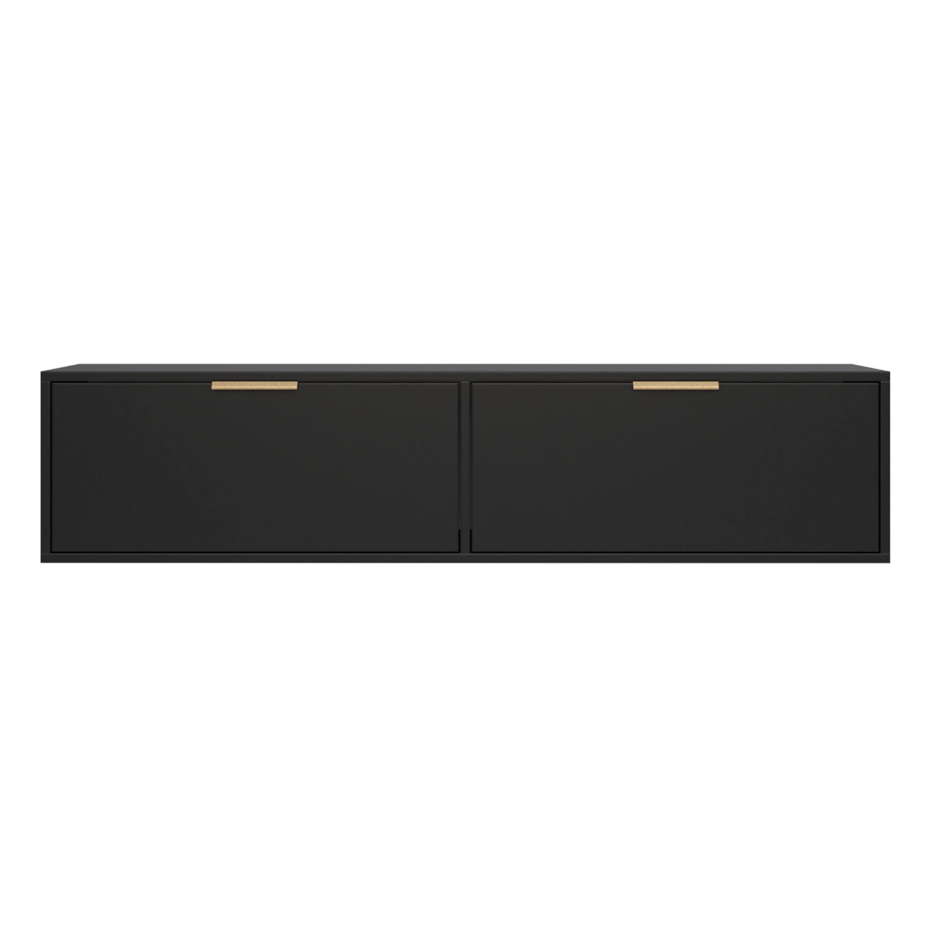TV-HÄNGEBOARD Vena 2-türig, Schwarz, 140 cm - Goldfarben/Schwarz, Holzwerkstoff/Kunststoff (138.6/30/30cm) - Selsey