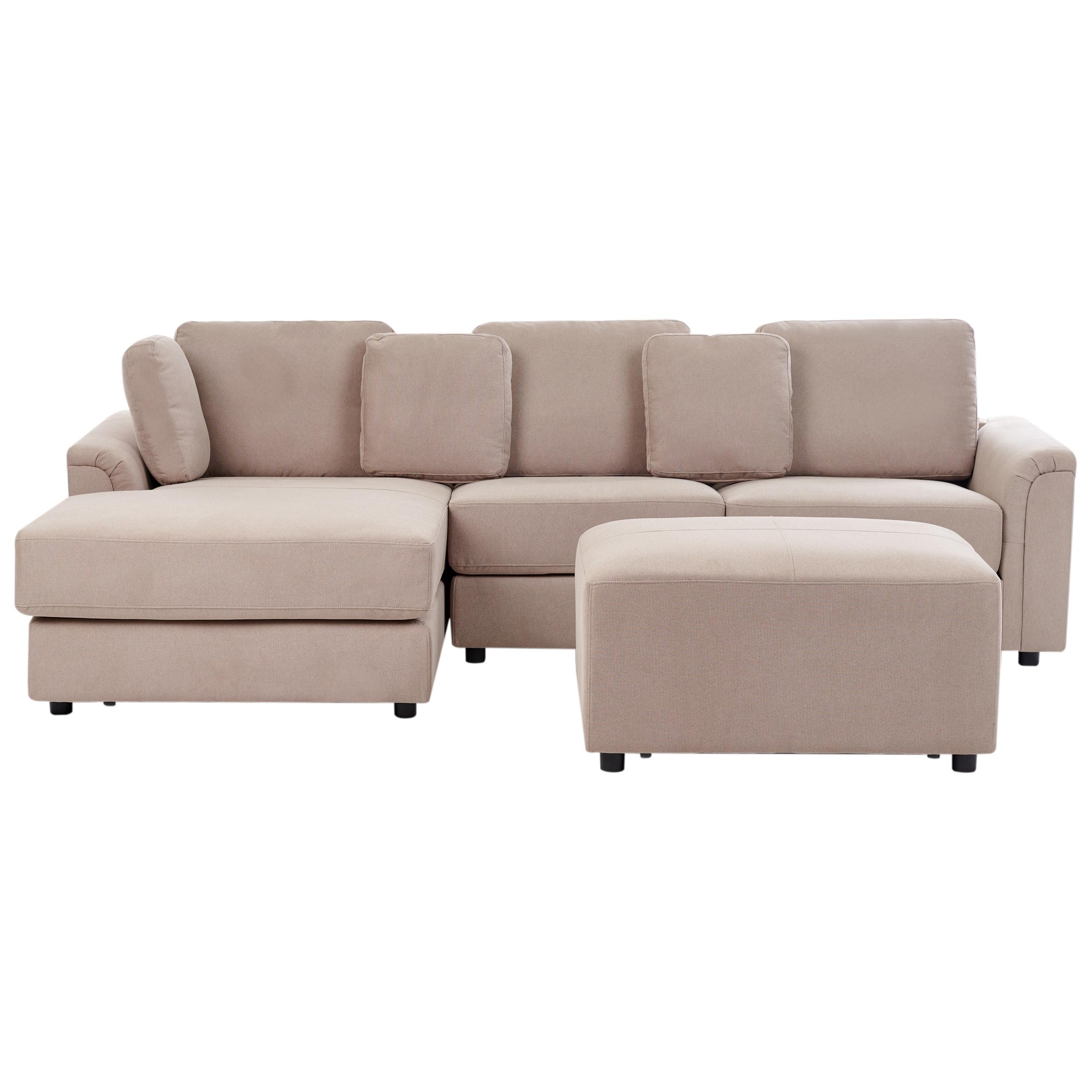 ECKSOFA 4-Sitzer Stoff Taupe mit Ottomane rechtsseitig Kohlo - Taupe/Beige, Textil (268/154cm) - Beliani