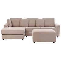 ECKSOFA 4-Sitzer Stoff Taupe mit Ottomane rechtsseitig Kohlo - Taupe/Beige, Textil (268/154cm) - Beliani