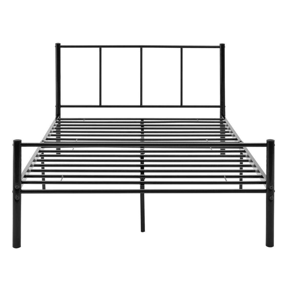 METALLBETT Laos mit Matratze - Schwarz, Textil/Metall (120/200cm) - [en.casa]