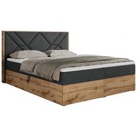 BOXBETT GUNAR - 200/200 Dunkelgrau Struktur - H4 - Dunkelgrau, Holz/Textil (200/200cm) - MKS