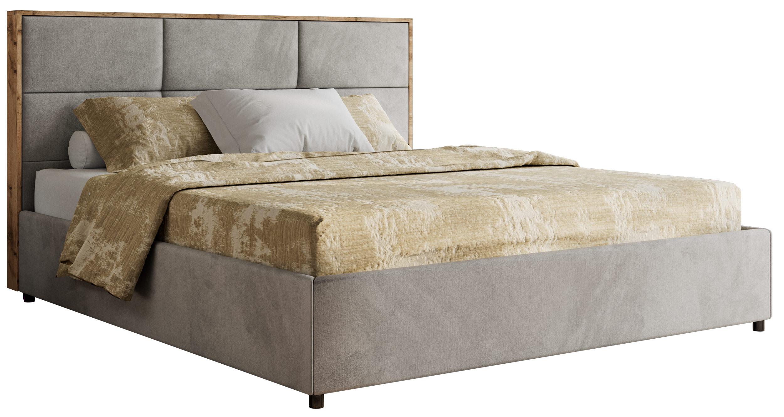 POLSTERBETT LERIO CLASSIC 140/200 - Hellgrau Velvet - Multipocket-Matratze - Hellgrau, Textil (140/200cm) - MKS