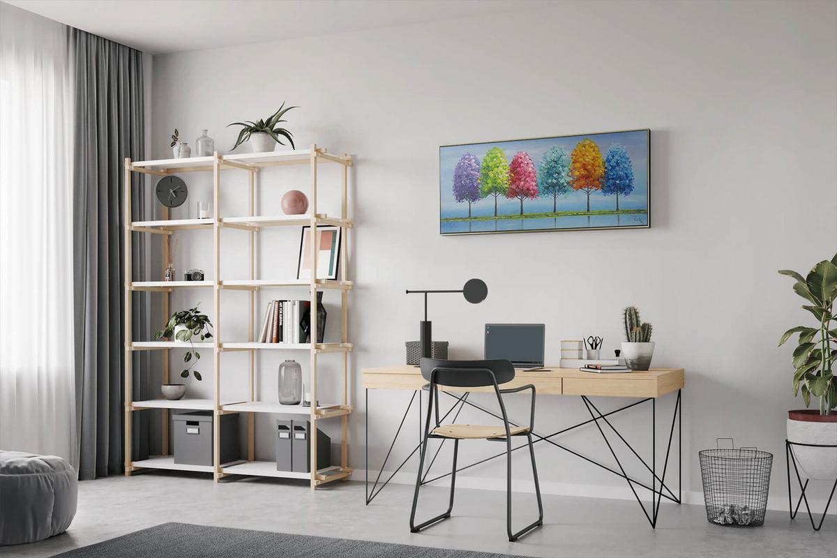 ÖLGEMÄLDE 120/60 cm - Blau/Gelb, Holz/Textil (120/60cm) - KUNSTLOFT