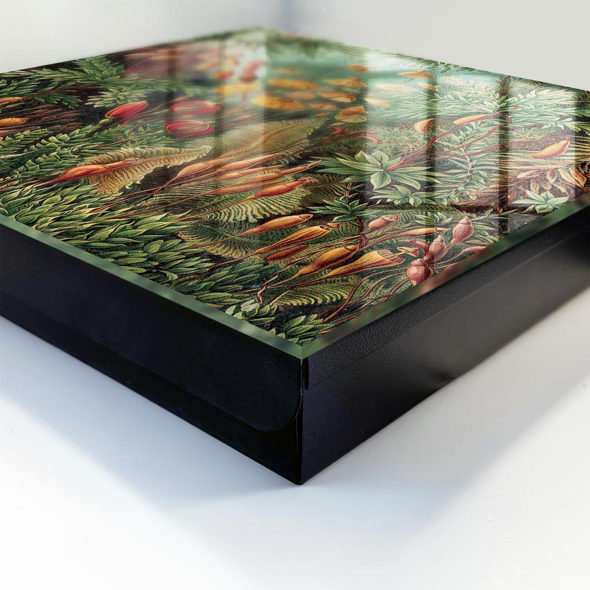 SCHLÜSSELBOX Schwarz 30x30 cm- Türöffnung nach rechts - Grüne Blätter - Grün, Metall (30/30/5cm) - TULUP