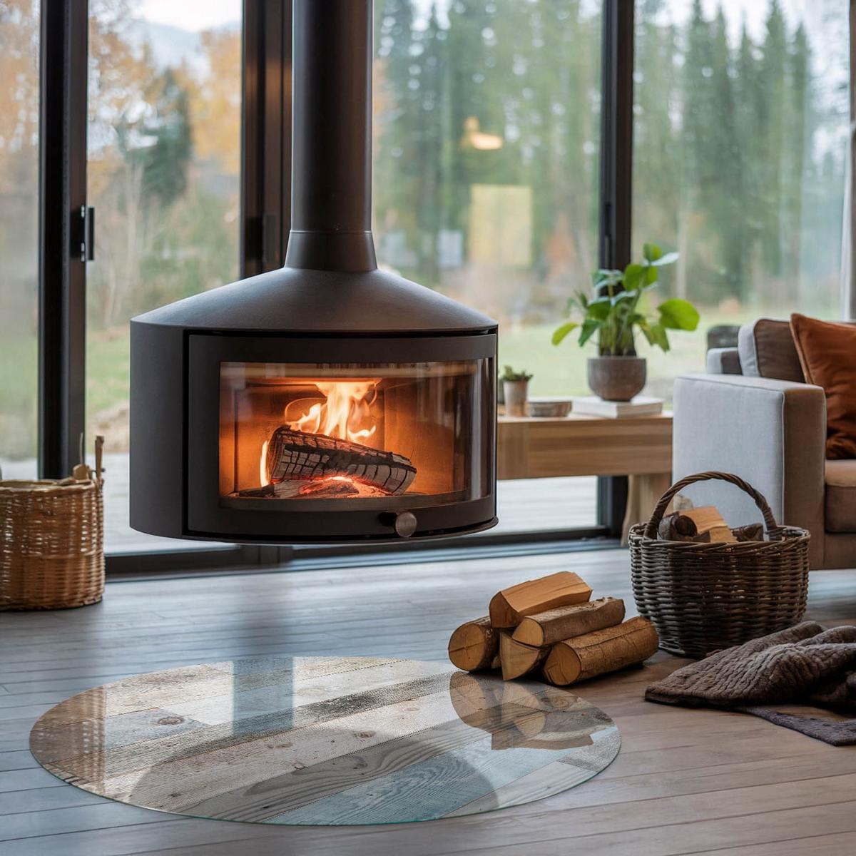 GLASPLATTE für Kamin Ø 100 cm - Grau, Glas (100/100/0.4cm) - TULUP