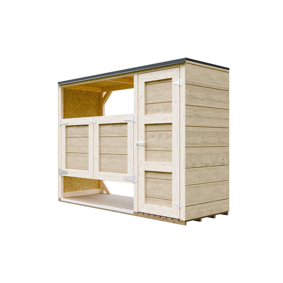 MÜLLTONNENBOX 2er 240L, M981A, aus wetterfestem LP Smartside Holz - Beige, Holz (217/159/75cm) - Timbela