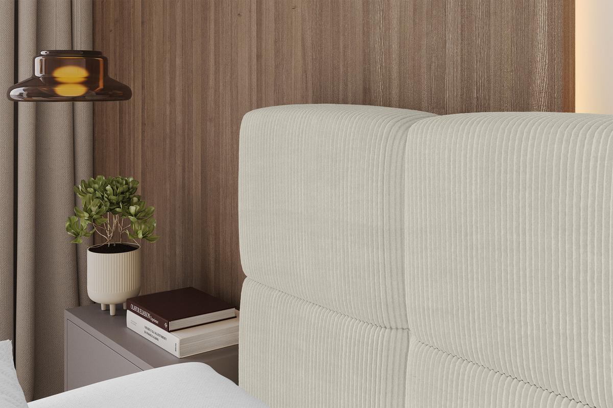 POLSTERBETT mit Bettkasten und Lattenrost, Bett mit Kopfteil, Boxbett ohne Matratze, Doppelbett mit Stauraum - NATA 120x200 Creme - Ecru, Holzwerkstoff/Textil (120/200cm) - ALTDECOR