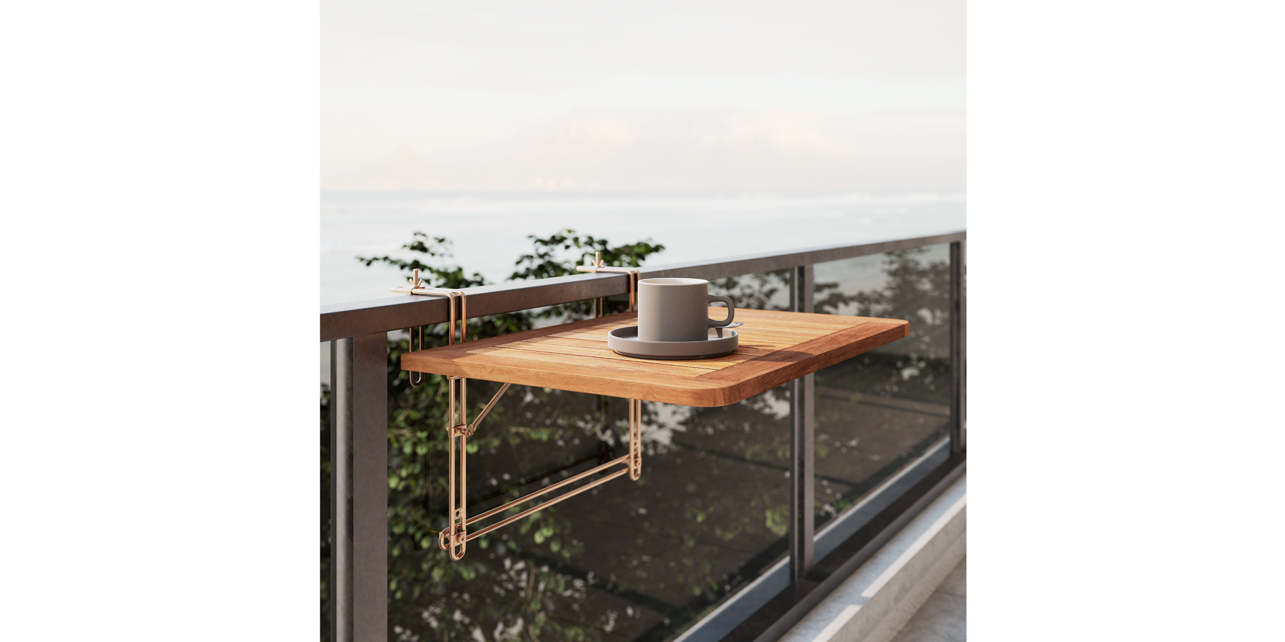 Balkontisch zum Einhängen aus Holz