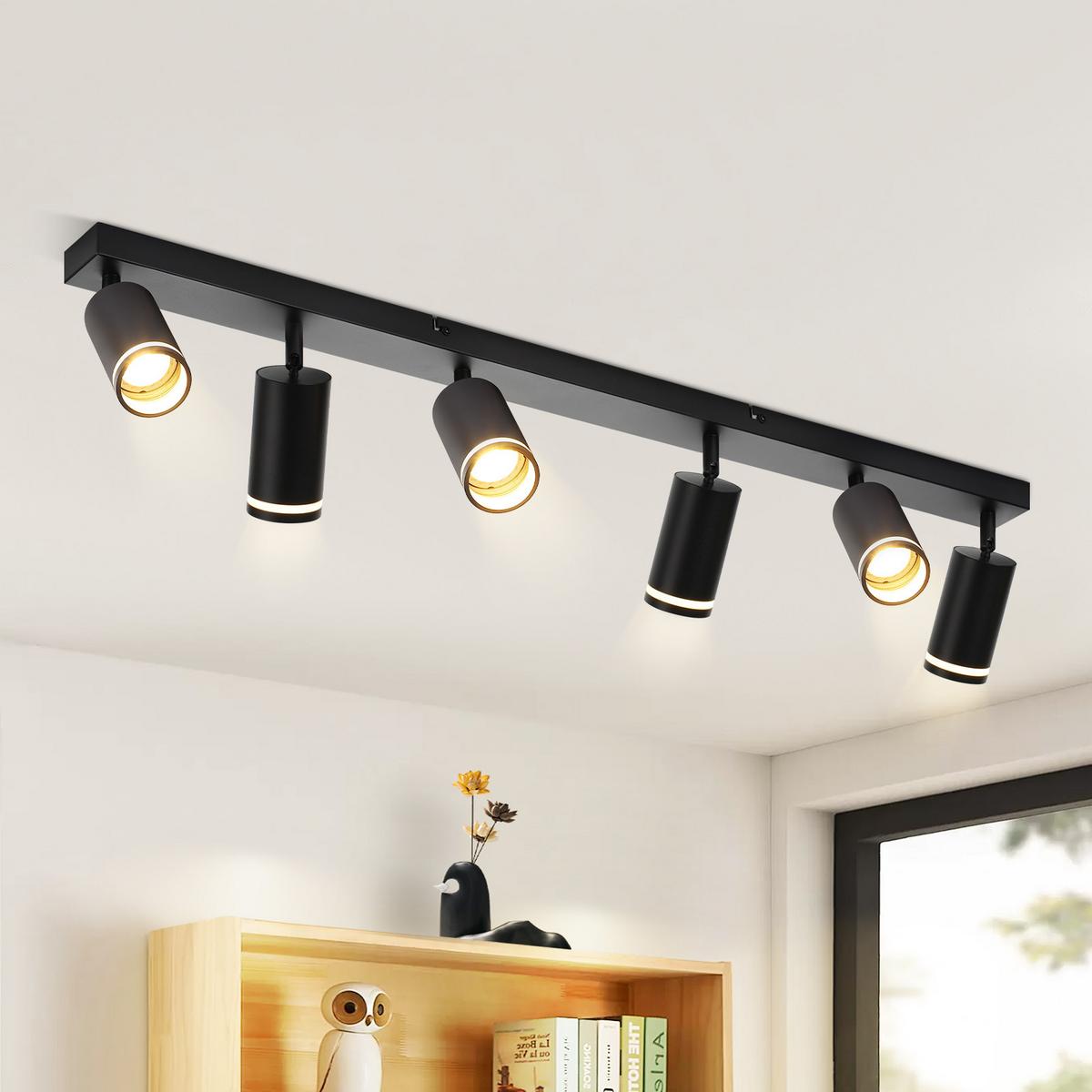 DECKENSTRAHLER Vilbel 6-flammig 83/5/17 cm - Schwarz, Metall (83/5/17cm) - Nettlife