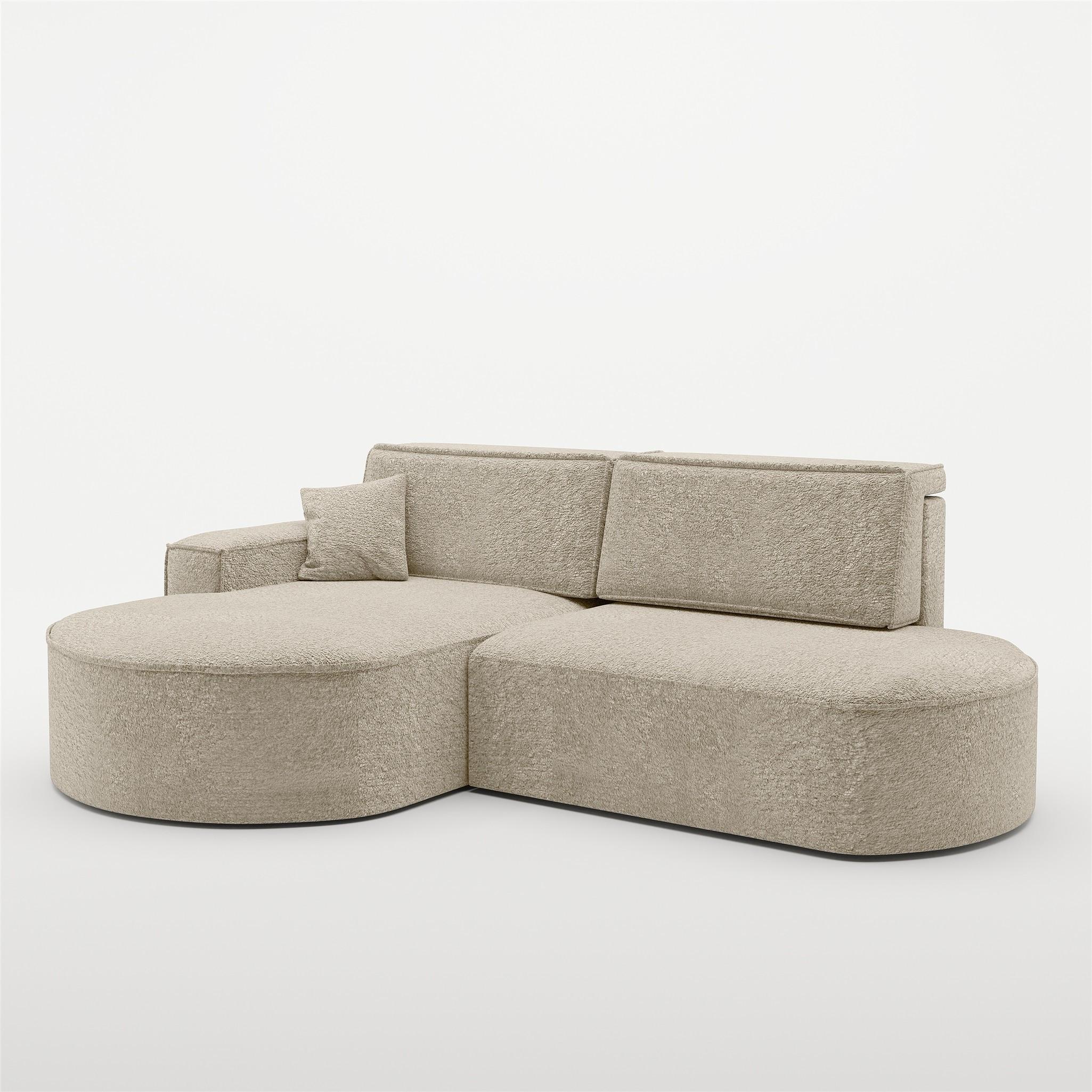 ECKSOFA Venedig Mit Schlaffunktion - Beige, Holzwerkstoff/Textil (278/179cm) - Fun Möbel