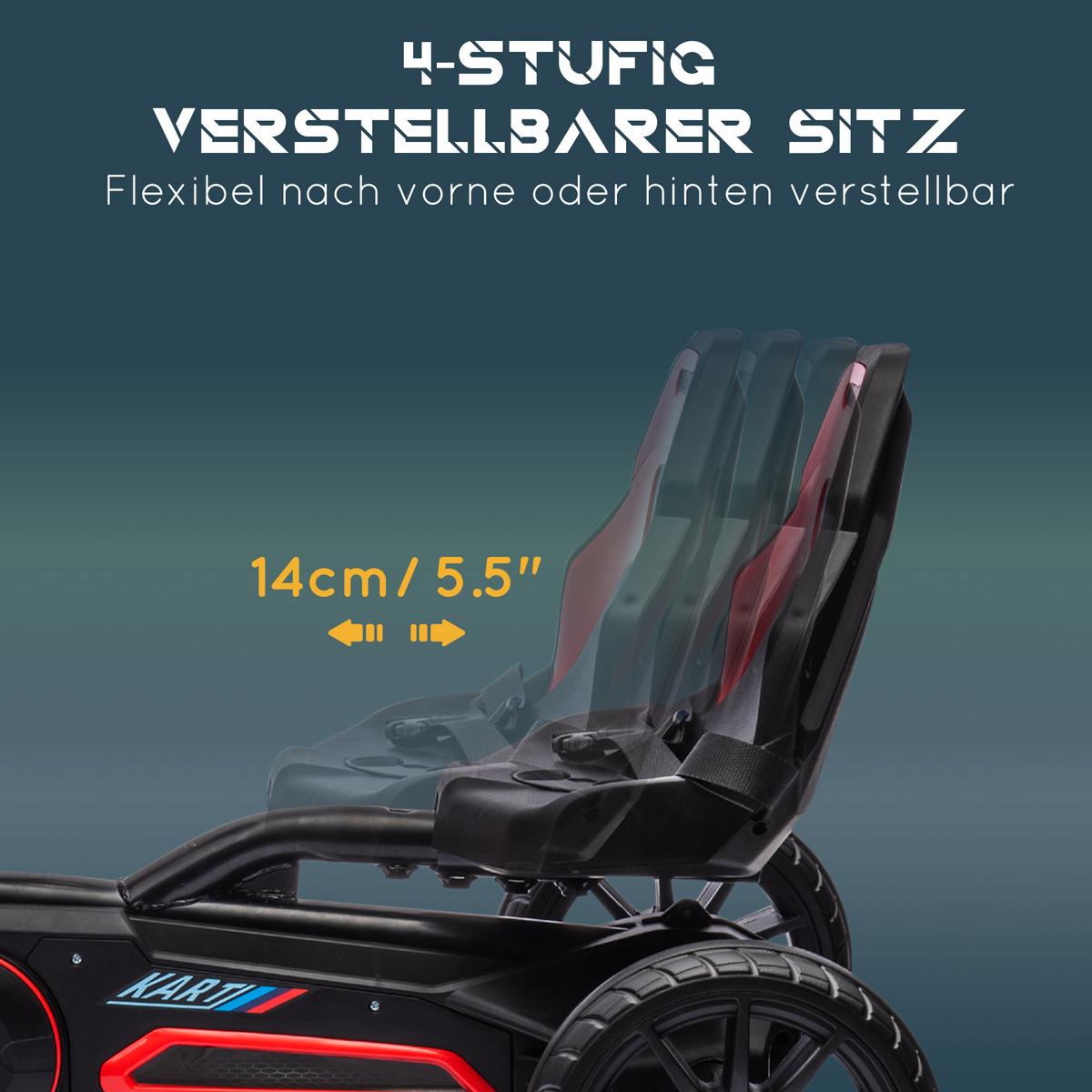KINDER GO KART TRETAUTO, Blau/Rot, Metall+ Kunststoff - Rot, Metall (100/58/58.5cm) - HOMCOM