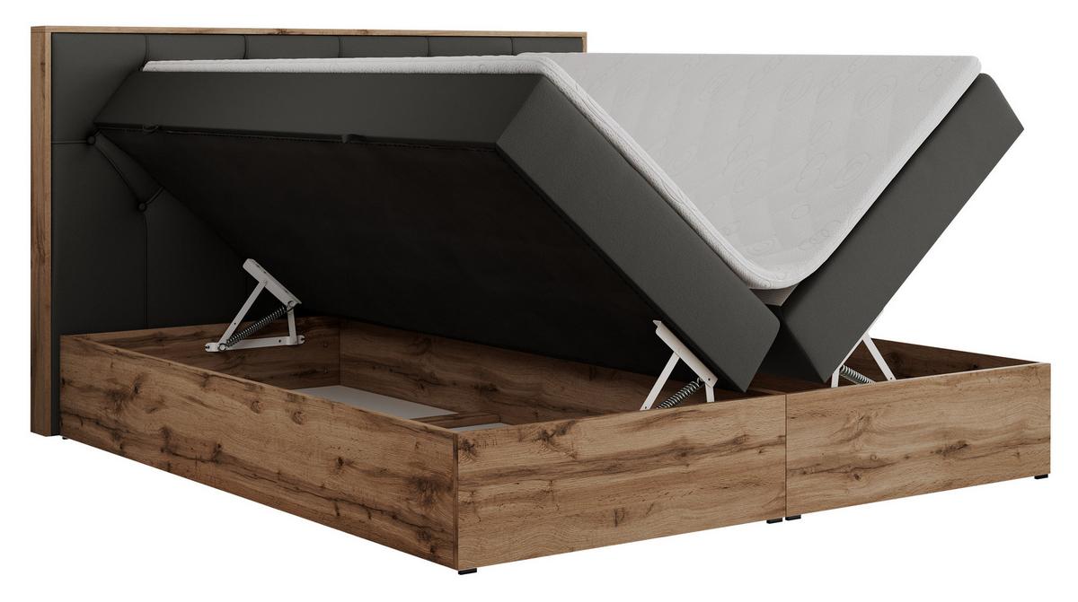 BOXBETT VENETO 140/200 Dunkelgrau Kunstleder - H3 - Dunkelgrau, Holz/Textil (140/200cm) - MKS