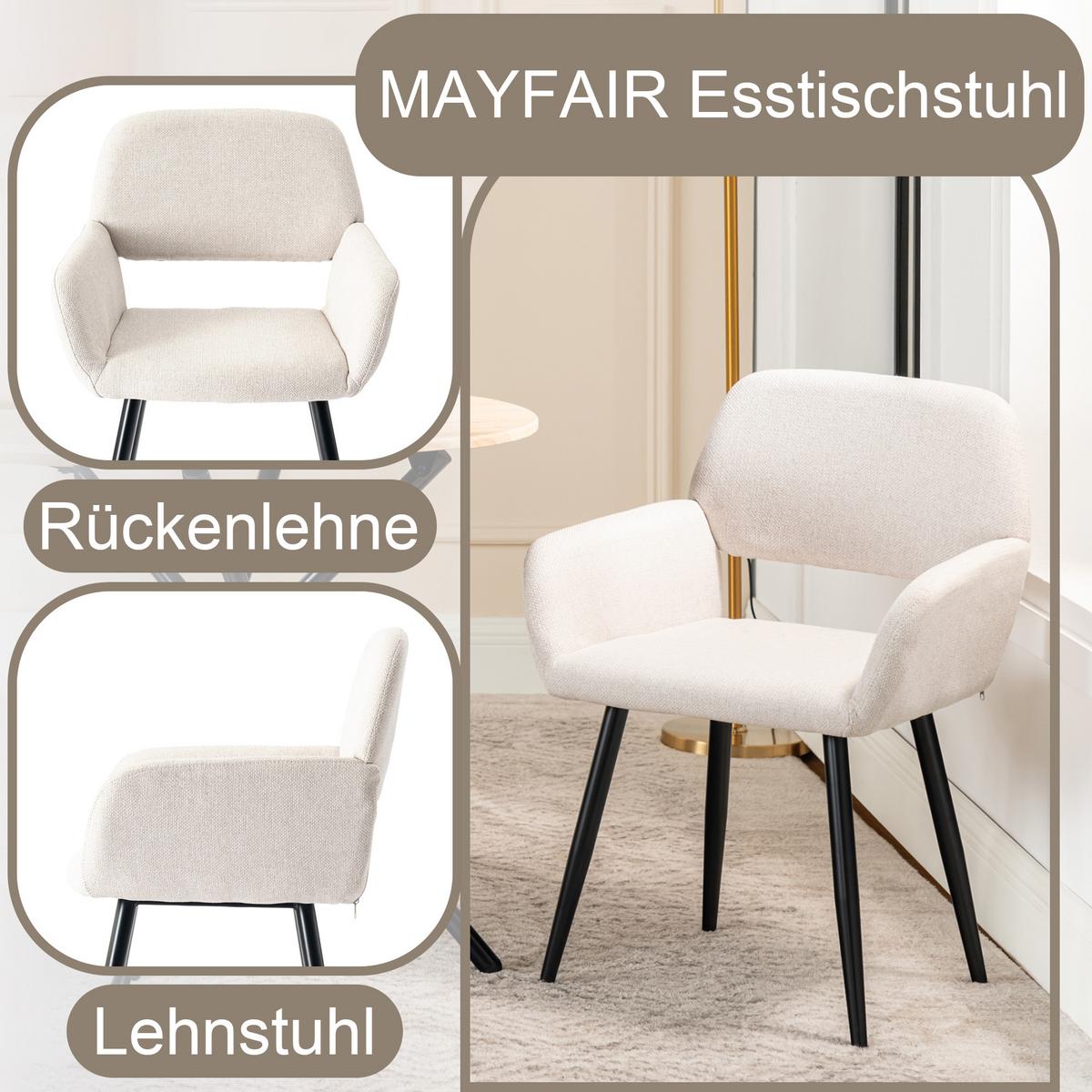 ARMLEHNSTUHL-SET 8 Stück beige - Beige, Holzwerkstoff/Textil (56/77/53cm) - Urban Meuble