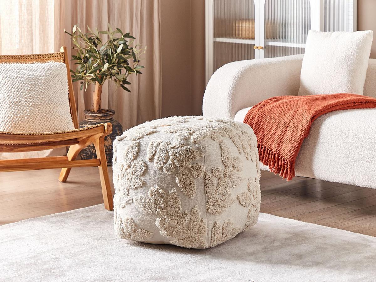 POUF Multan 45/45/45 cm - Beige, Naturmaterialien/Textil (45/45/45cm) - Beliani