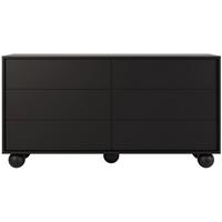 KOMMODE Adel mit 6 Schubladen und runden Füßen, 154 cm, Griffloss, Schwarz - Schwarz, Holzwerkstoff (154/81/38cm) - Beautysofa