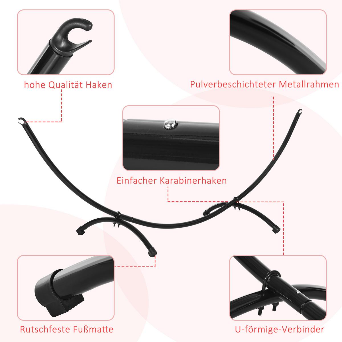 HÄNGEMATTENGESTELL, Stahl, Schwarz - Schwarz, Metall (300/90/100cm) - Outsunny