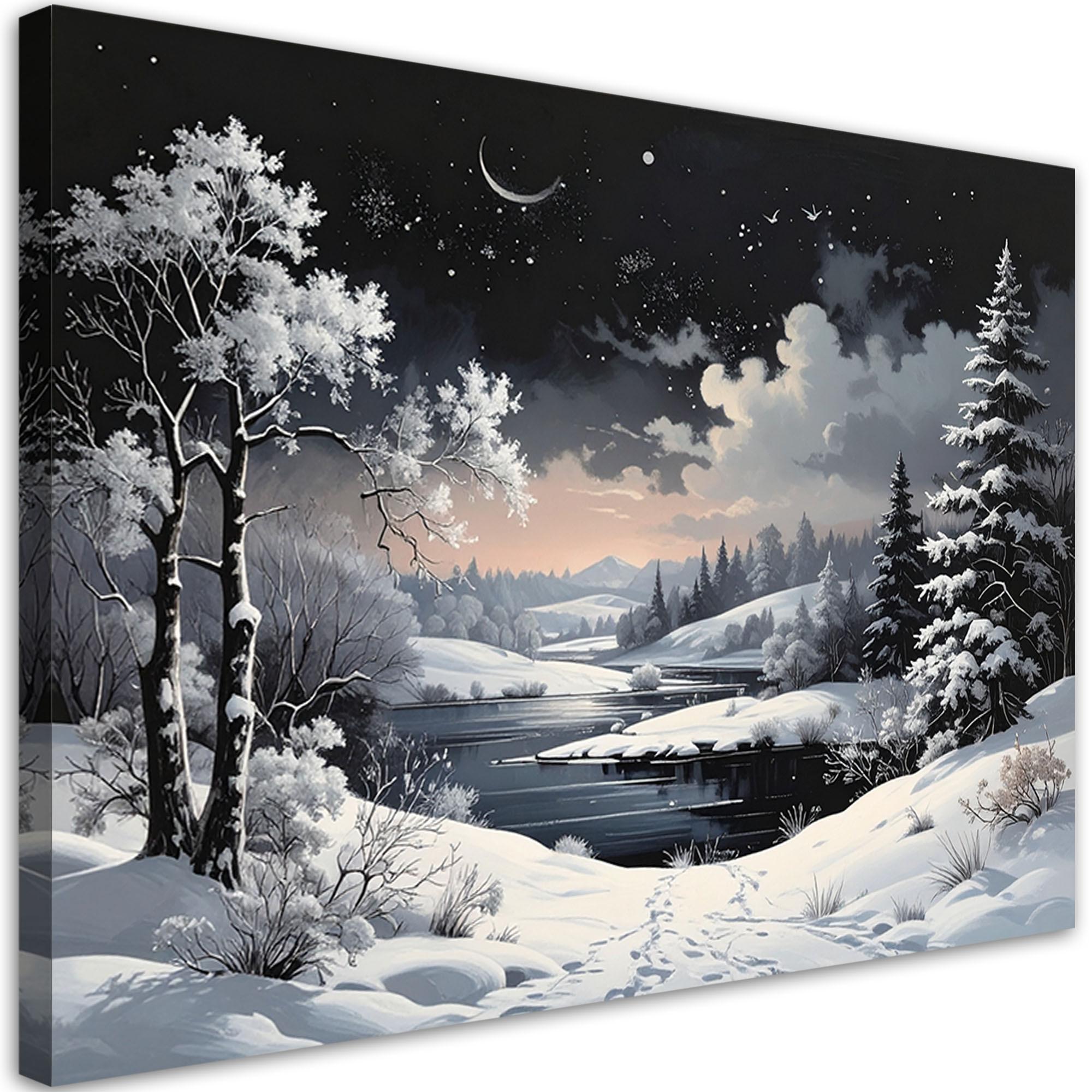 LEINWANDBILD Weihnachten 45x30cm - Schwarz, Textil (45/30cm) - Feeby