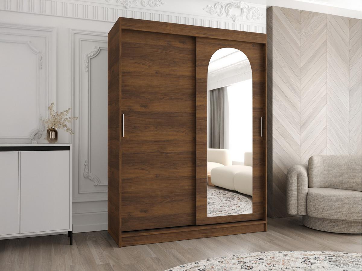 SCHWEBETÜRENSCHRANK Selfie 150 cm - Silberfarben/Nussbaumfarben, Holzwerkstoff/Kunststoff (150/200/62cm) - MIRJAN24