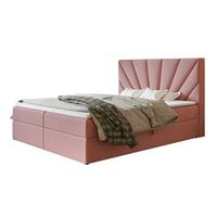 BOXBETT DENVER mit 2 Bettkästen, 140x200, Farbe: Rosa, Velourstoff, Doppelbett mit Bonell-Matratze - Rosa, Holz/Kunststoff (140/200cm) - Alpi-Möbel