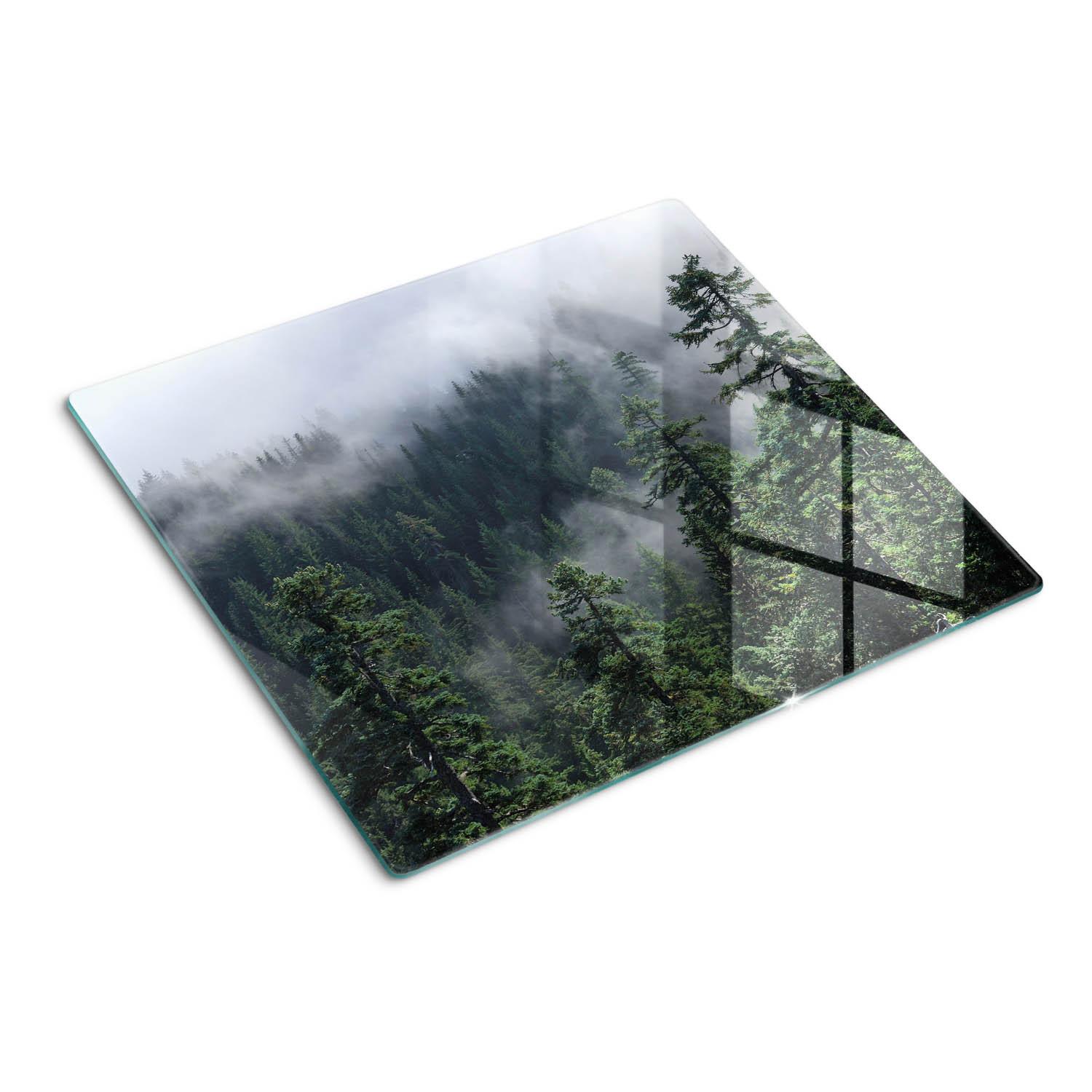 GLASPLATTE 60x52 cm Waldnebel - Grün, Glas (60/0.4/52cm) - TULUP