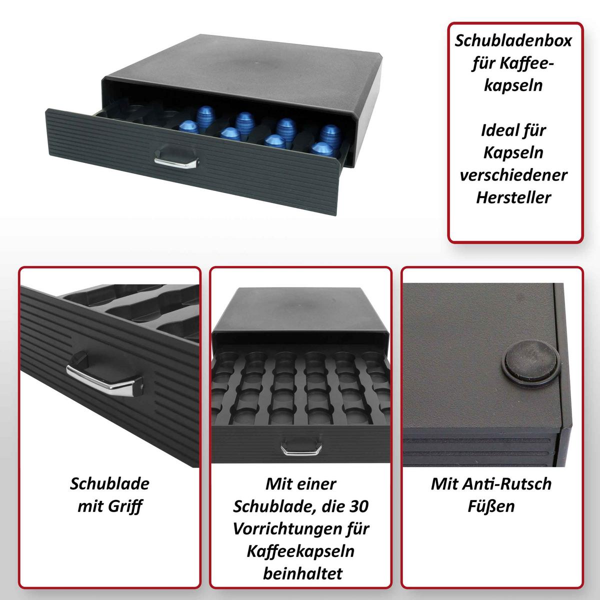 SCHUBLADENBOX eckig Schwarz - Schwarz, Kunststoff (31/34/7cm) - MCW